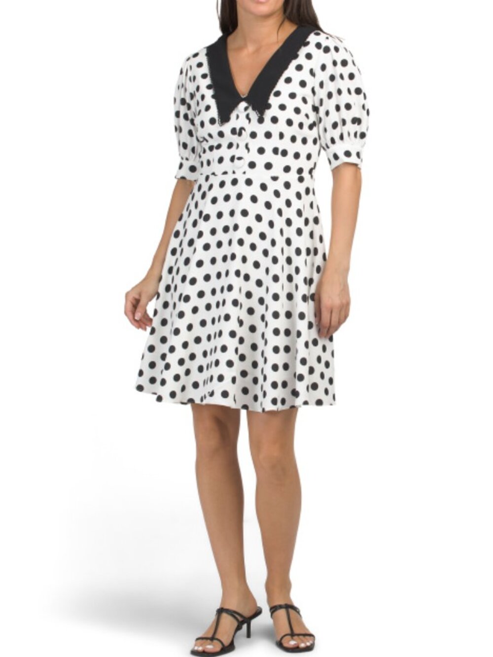 ALEXIA ADMOR Peter Pan Collar Puff Sleeve Fit & Flare Mini Dress